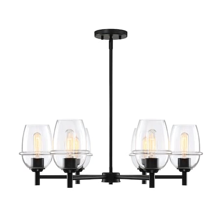 Designers Fountain Summer Jazz 6-Light Matte Black Transitional Shaded Chandelier for Dining Rooms D310M-6CH-MB